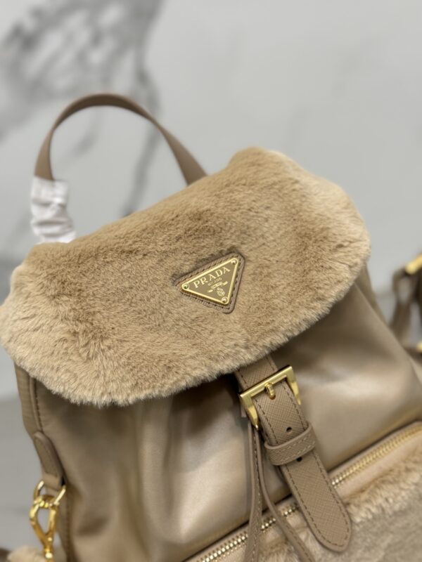 Prada Shearling and Nylon Backpack - Image 5