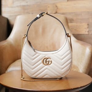 White Gucci GG Marmont Half-Moon-Shaped Mini Bag