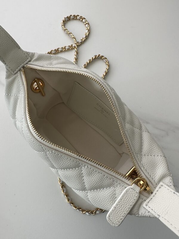 Chanel Quilted Camera Case in White Caviar Leather - Image 3