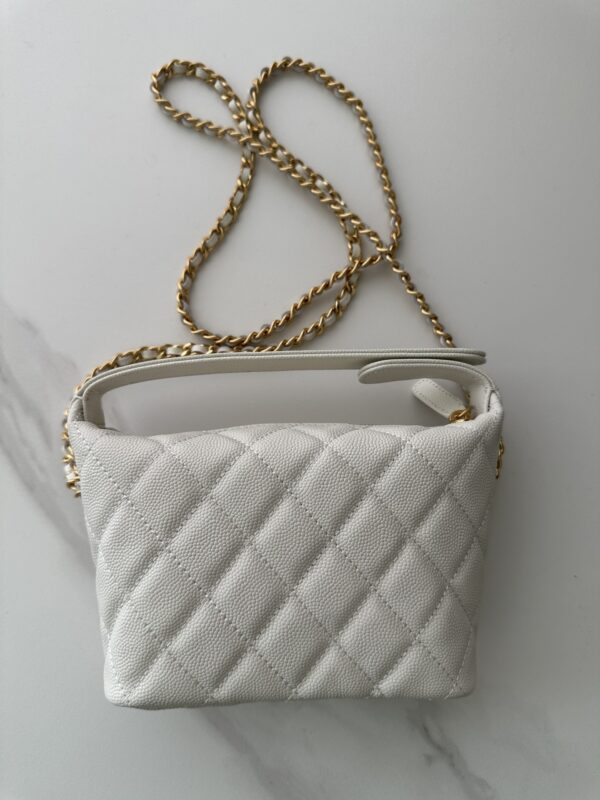 Chanel Quilted Camera Case in White Caviar Leather - Image 8