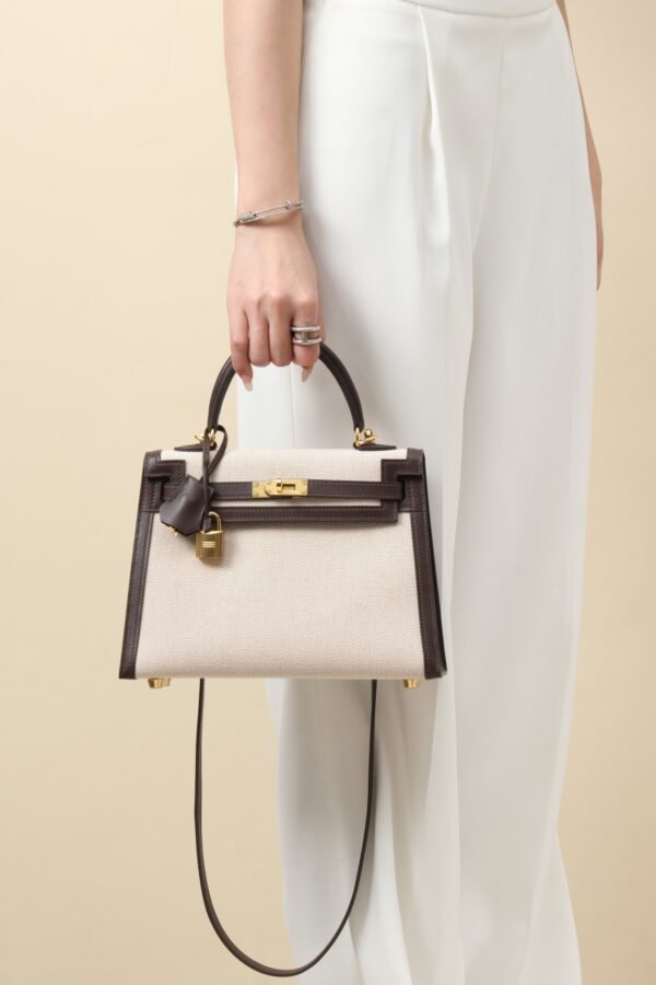 Hermès Kelly 25 Sellier Toile & Leather - Image 11