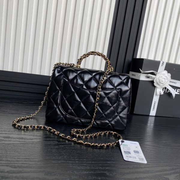 Chanel Coco Handle Small in Black Quilted Caviar Leather - Image 9