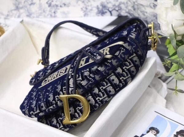 Dior Saddle Bag in Blue Dior Oblique Jacquard - Image 7