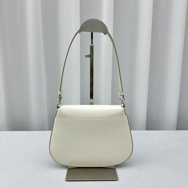 White Prada Crescent Leather Shoulder Bag - Image 8
