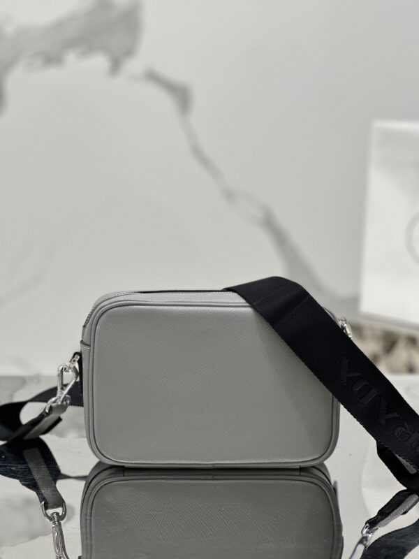 Small grey crossbody bag in Re-Nylon and Saffiano - Image 8