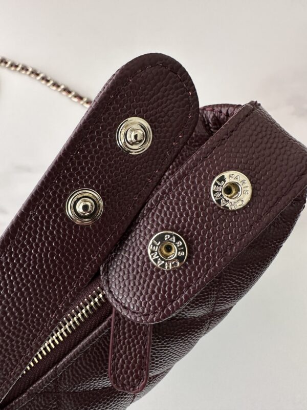 Chanel Quilted Camera Case in Burgundy Caviar Leather - Image 5