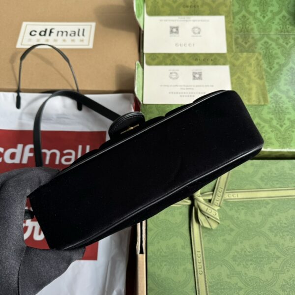 Black Gucci GG Marmont Small Velvet Shoulder Bag - Image 4