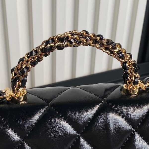 Chanel Coco Handle Small in Black Quilted Caviar Leather - Image 5