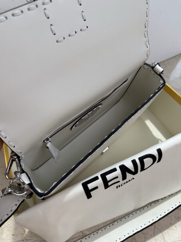 Fendi Selleria Style Baguette in White Perforated Leather - Image 4