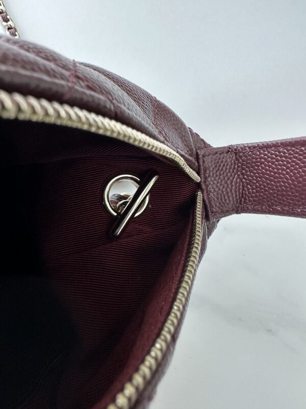 Chanel Quilted Camera Case in Burgundy Caviar Leather - Image 4