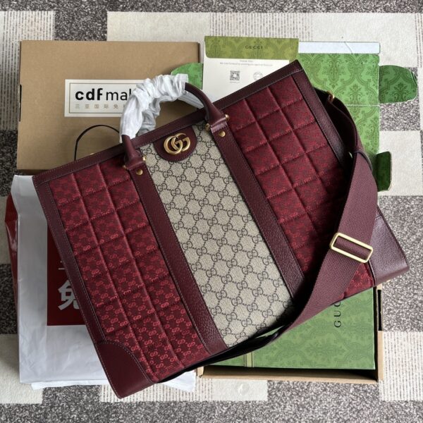 RED Gucci Large Tote with GG Matelassé