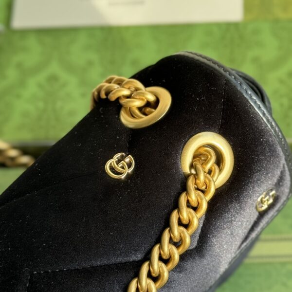 Black Gucci GG Marmont Small Velvet Shoulder Bag - Image 7