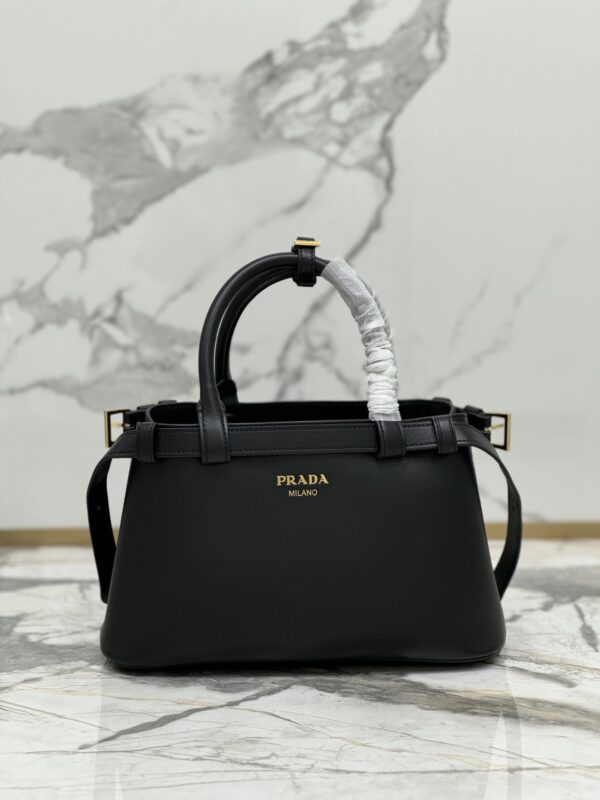 Prada Brushed Leather Top Handle Bag - Image 6