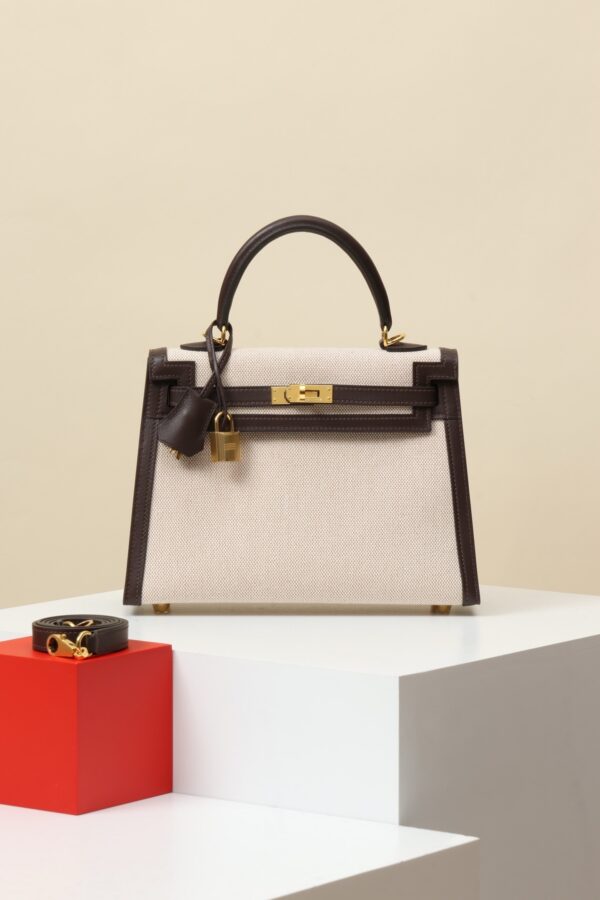 Hermès Kelly 25 Sellier Toile & Leather - Image 9