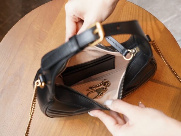 Black Gucci GG Marmont Half-Moon-Shaped Mini Bag - Image 9