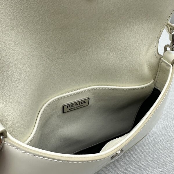 White Prada Crescent Leather Shoulder Bag - Image 5