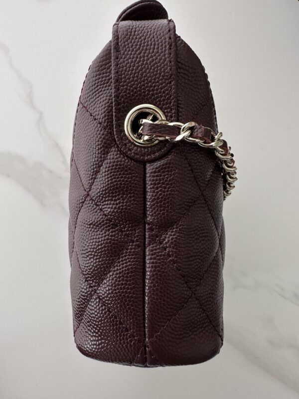 Chanel Quilted Camera Case in Burgundy Caviar Leather - Image 6