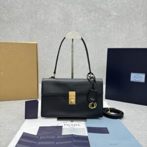 Prada Symbole Brushed Leather Handbag