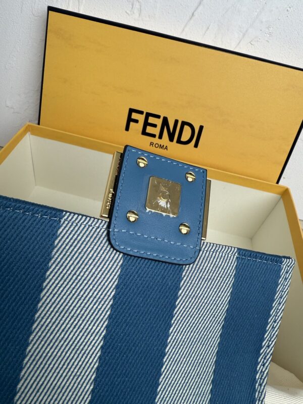 Fendi Baguette Wallet on Chain in Blue FF Jacquard - Image 6
