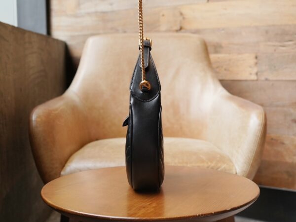 Black Gucci GG Marmont Half-Moon-Shaped Mini Bag - Image 3