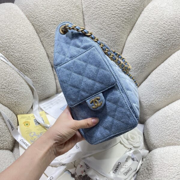 Chanel Quilted Denim Drawstring Bucket Bag - Image 7
