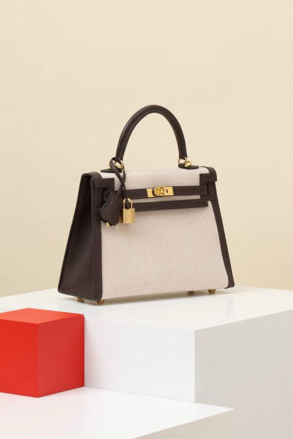 Hermès Kelly 25 Sellier Toile & Leather - Image 8