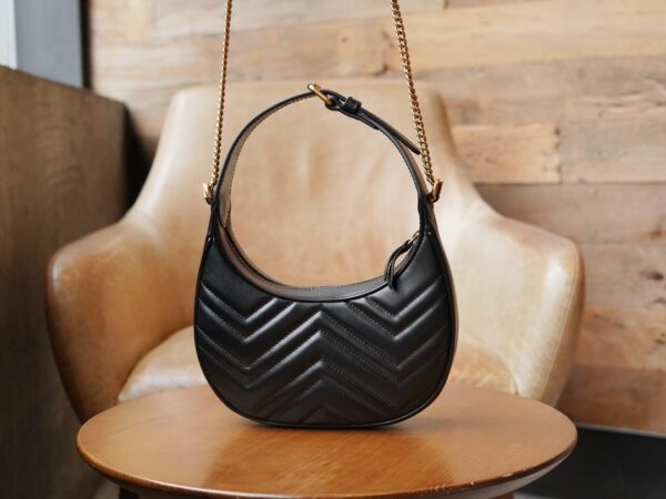 Black Gucci GG Marmont Half-Moon-Shaped Mini Bag - Image 5