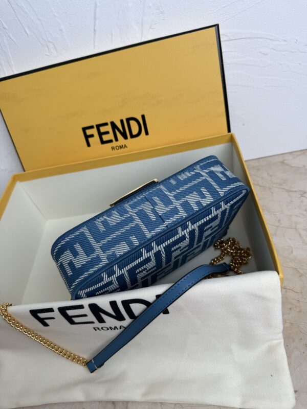 Fendi Baguette Wallet on Chain in Blue FF Jacquard - Image 2