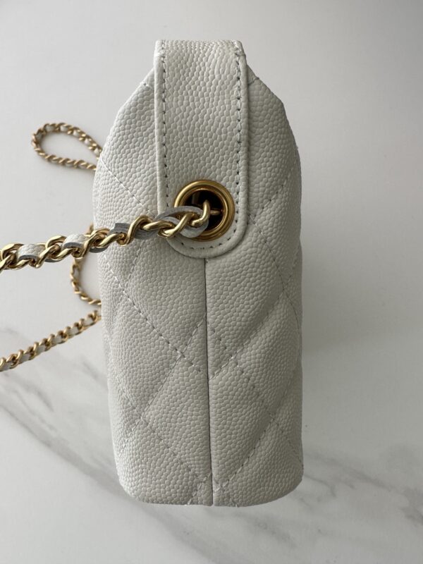 Chanel Quilted Camera Case in White Caviar Leather - Image 6