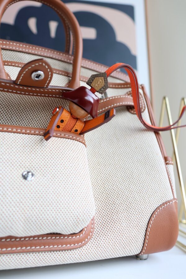 Hermès Birkin Cargo 25 Ecru Canvas and Caramel Leather with Palladium Hardware - Image 3