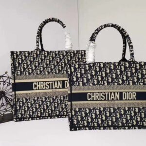 Dior Book Tote in Blue Dior Oblique Embroidery