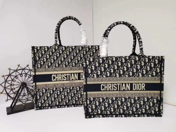 Dior Book Tote in Blue Dior Oblique Embroidery