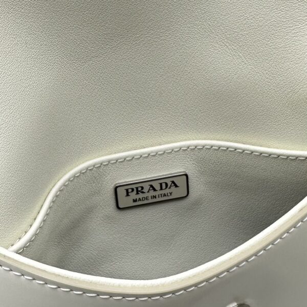 White Prada Crescent Leather Shoulder Bag - Image 3
