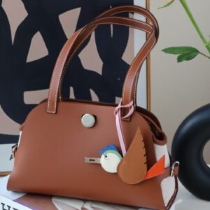 Hermès Tablier Sellie Bag in Chestnut Brown and Cream Leather