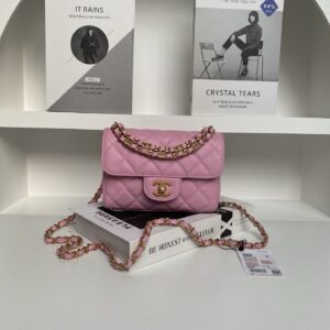 Chanel Mini Flap Bag in Pink Quilted Caviar Leather