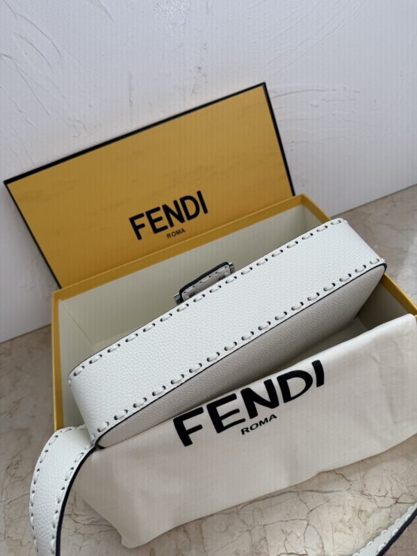Fendi Selleria Style Baguette in White Perforated Leather - Image 2