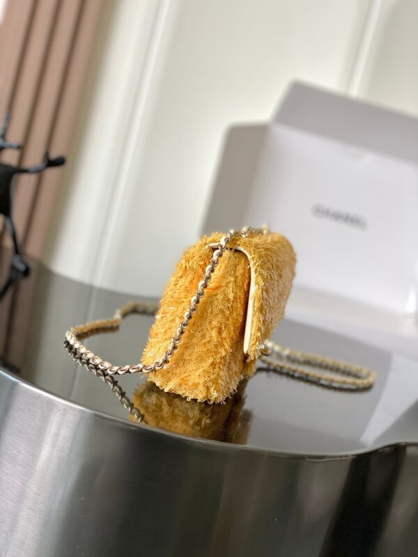 Chanel Mini Flap Bag with Top Handle in Golden Tweed - Image 9
