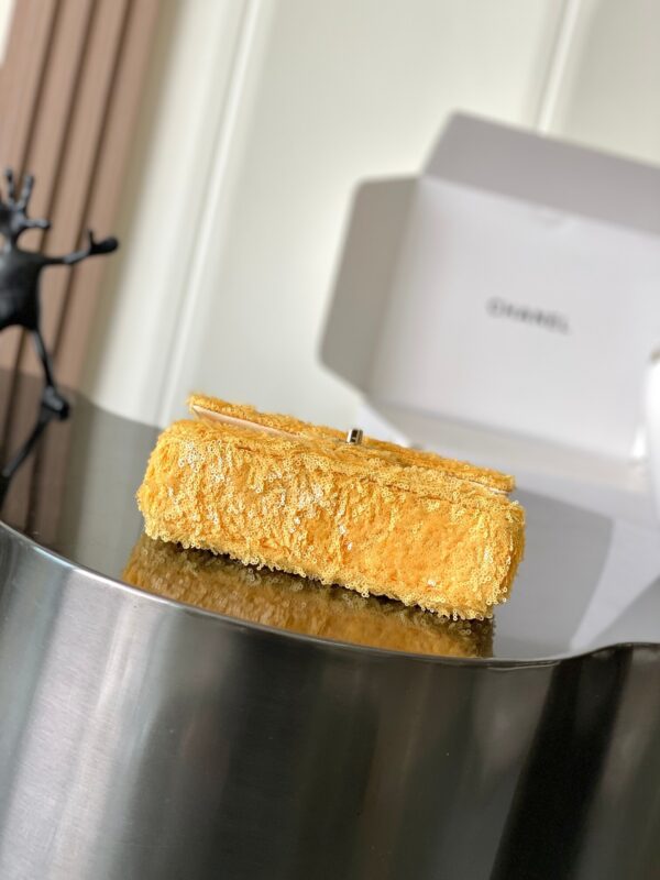Chanel Mini Flap Bag with Top Handle in Golden Tweed - Image 8