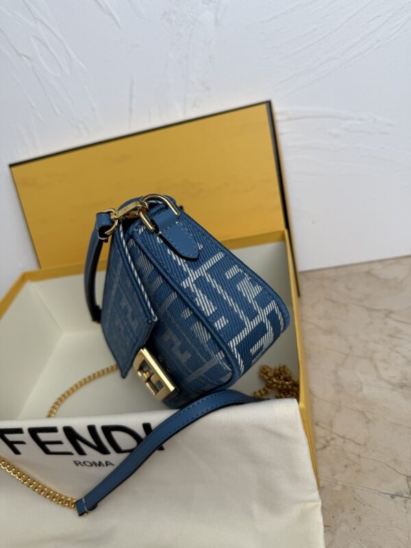 Fendi Baguette Wallet on Chain in Blue FF Jacquard - Image 8