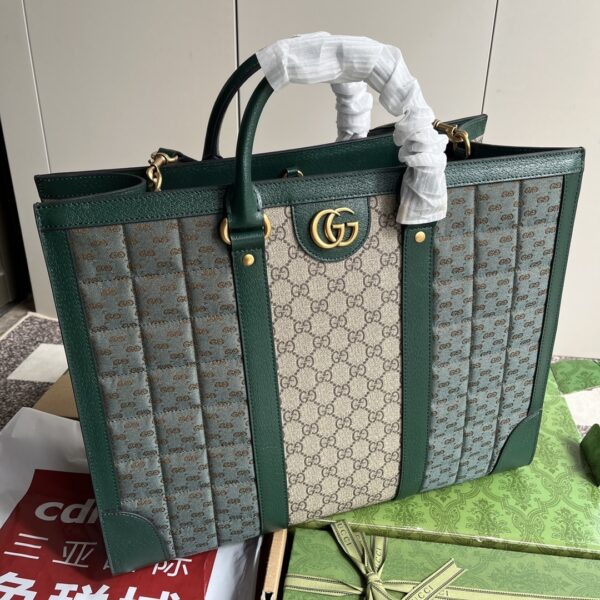 Green Gucci Large Tote with GG Matelassé - Image 3